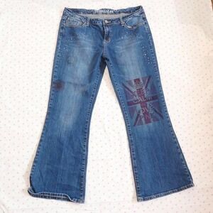 bluenotes union jack flare jeans y2k low rise reworked denim
